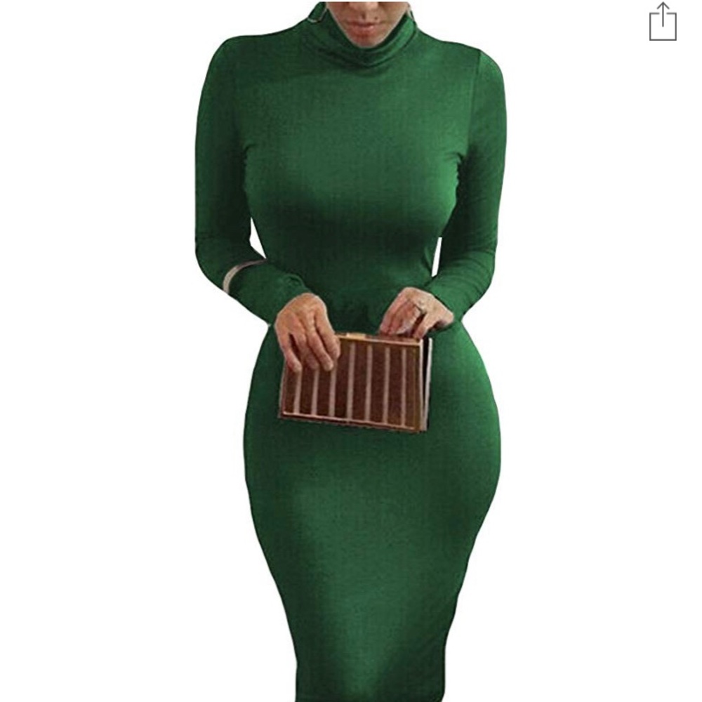 Bodycon midi sheath dress. Very flattering!